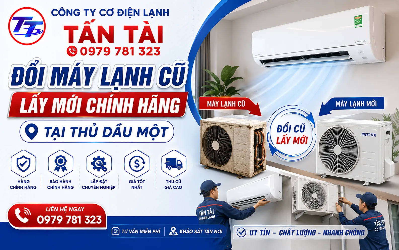 Dịch vụ thu mua máy lạnh Inverter cũ hỏng tại Đồng Phú.